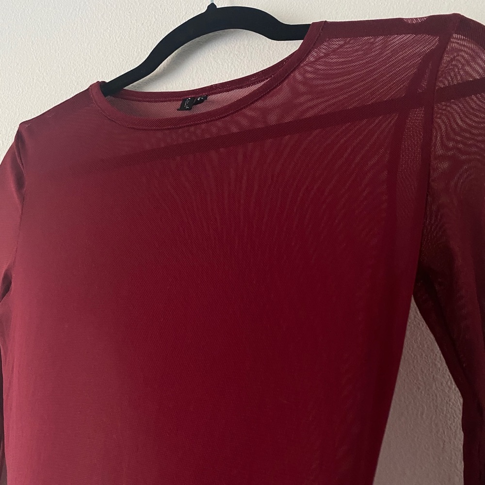 🛍 Y2K Red Micro-mesh Long Sleeve